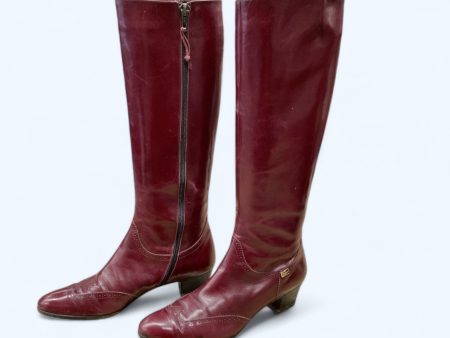 Boots Designer By Ferragamo In Red, Size: 5 Online now