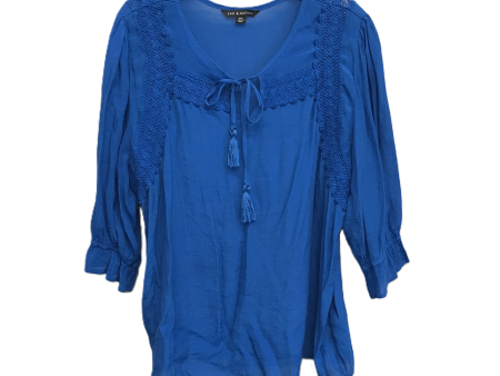 Blue Top 3 4 Sleeve By Zac And Rachel, Size: 1x Hot on Sale