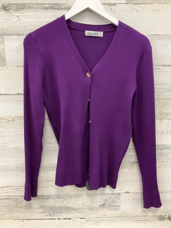 Sweater Cardigan By Grace Karin In Purple, Size: L Supply